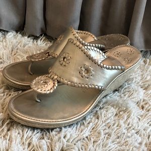 Jack Rogers Jack Sandal Wedges Gold Size 9
